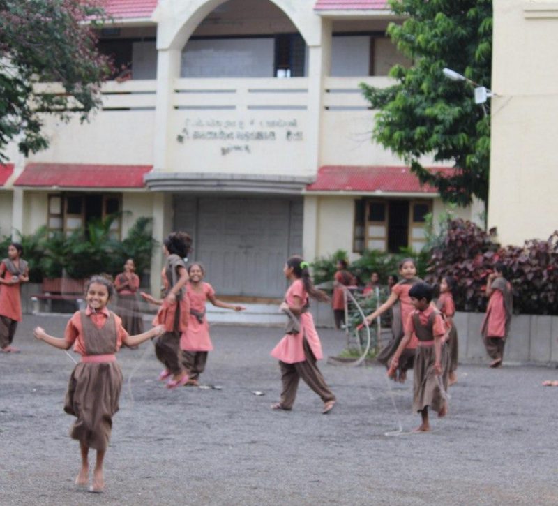 Indian children studying joyfully